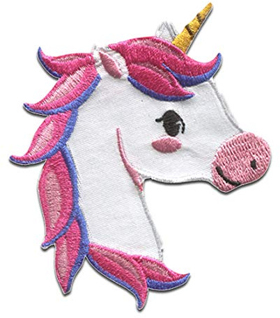 Catch the Patch Einhorn Kopf Aufnäher zum Aufbügeln Fantasy 6,5 x 8,2 cm Bügelbild für Kinder Mädchen mit Glitzer Regenbogen Prinzessin, Bastel DIY Mitbringsel Kindergeburtstag Geschenk