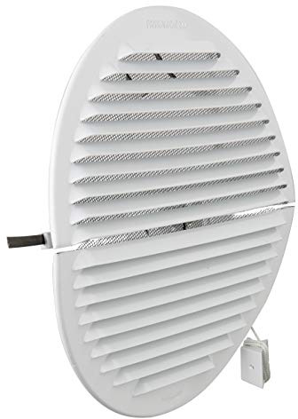 La Ventilazione GABDF200R Griglia di ventilazione tonda pieghevole in Alluminio verniciato bianco con rete antinsetti, diametro ø235 mm