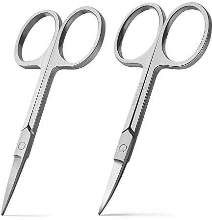 BEZOX Premium Nail Scissors 2PCS, Professional Curved and Stright Manicure Scissors - Multi-purpose Stainless Steel Beauty Grooming Scissor for Nail, Facial Hair, Eyebrow, Eyelash, Dry Skin