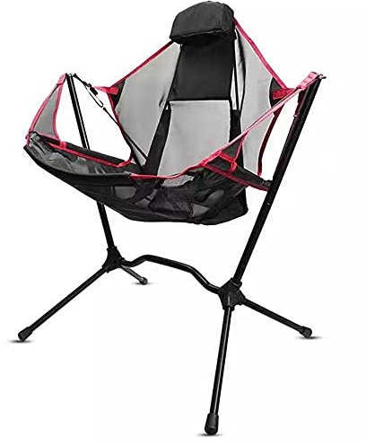 BDXZJ Faltender Lagerstuhl, Strandstuhl, Sunstuhl, Liege, Kompakte Ultraleichte Folding-Rucksackstuhlscamping Swing Swing Chair, Liegestuhl Relaxation Swinging Comfort Lehnen Sie Sich Zurück Red