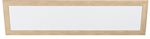 EGLO LED Panel Piglionasso mit Holz Deko-Rahmen, Deckenlampe Holz in Hell-Braun, Küchenlampe, Bürolampe, LED Flurlampe Decke neutralweiß, L 124,5 cm
