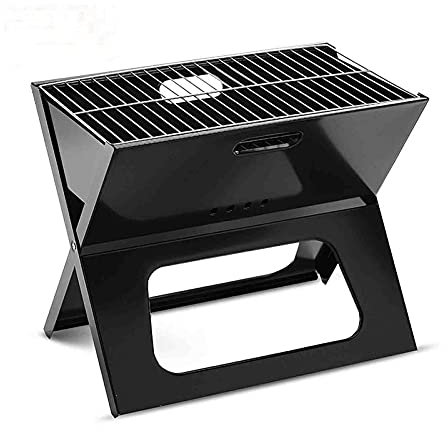 MYAOU Gril Pliant - Barbecues au Charbon de Bois de Table de Barbecue Portable Pique-Nique avec Grille de Cuisson chromée (Noir)