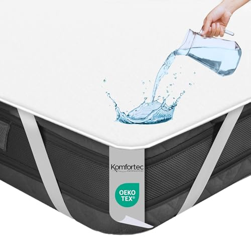 Komfortec Wasserdichter Matratzenschoner 160x200cm | Atmungsaktiv, Knisterfrei, Oeko-TEX Zertifiziert | Matratzen Inkontinenzauflage, Bequeme Passform | Weiß
