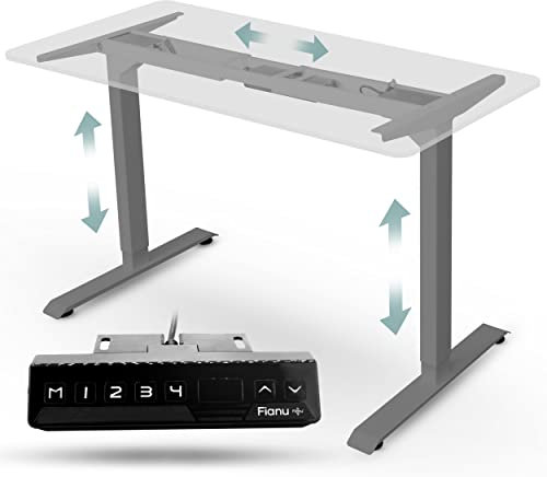 Fianu®️ Höhenverstellbarer Schreibtisch elektrisch Gestell TÜV GS geprüft für Stehschreibtisch 2 Motoren mit Anti-Kollisionsschutz 4 Speicherplätze bis 100kg Tragkraft (Gray)