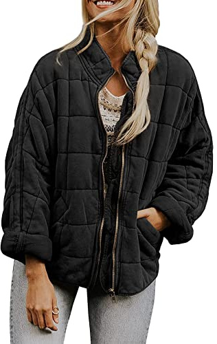 Yming Frauen Baumwolle Geputzte Jacke Langärmel Single Breasting Overcoat Casual Fit Mantel Schwarz S