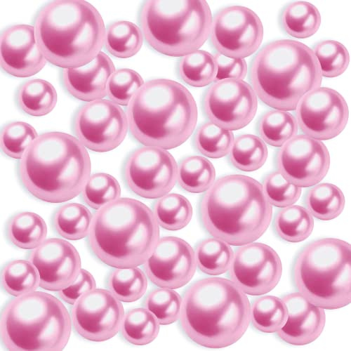 Schwimmende Perlen für Vasenfüller, 150Pcs Kunstperlen, Floating Pearls, Perlen Ohne Loch, Kunststoffperlen für Vasen DIY-Basteln Karneval Fasching Deko,8/14/20mm(Rosa Lila)