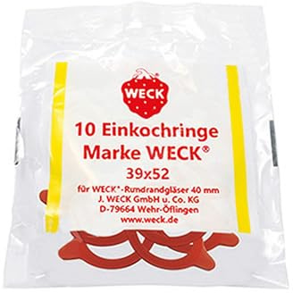 Weck Gummidichtungen/Ringe, 40 mm, 6 Stück Passend für WECK-Modelle 756 757 788 789 Rot