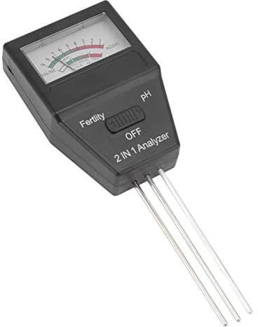 2 in 1 Boden Ph Meter, 1 (Säure) Bis 9 (Alkalischer) PH Wert, Kontrolle Des Boden PH und Der Fruchtbarkeit, mit 3 Sonden, Plug and Play Länge 18 cm Geeignet für Hausgarten Rasen