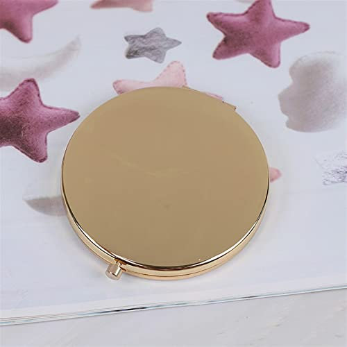VISAML 1 PC Tragbarer Klappspiegel Kompakter Edelstahl Metall Make-up Kosmetik Taschenspiegel Beauty Zubehör (Color : GD)