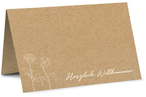 Partycards Tischkarten Geburtstag, Tischkarten Hochzeit, Tischdeko Hochzeit, Hochzeitsdeko Tisch - 50 Stück, Namensschilder, DIN A7, Platzkarten Kommunion, Namenskarten Konfirmation, Taufe
