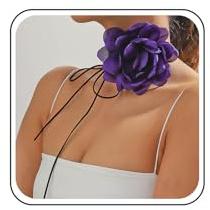 TseenYi Rose Blume Samt Choker Halskette Vintage Lila Rose Choker Halskette Große Blume Samt Halskette Goth Lila Blume Wildleder Halskette Lange Wickeln Neckalce Schmuck Für Frauen Und Mädchen