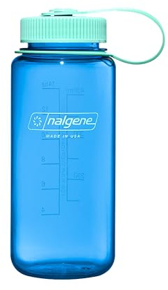 Nalgene Wasserflasche – Leichte Sustain Tritan BPA-freie, bruchsichere Flasche für Rucksackreisen, Wandern, Fitnessstudio, 473 ml, breite Öffnung, Kornblumenblau, 16 oz