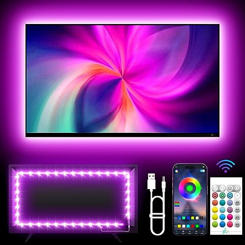 KANTUTOE Ruban LED TV, 4M TV LED pour 45- 55 TV, musique sync Bluetooth app et télécommande TV LED Strip USB alimenté pour chambre/jeux