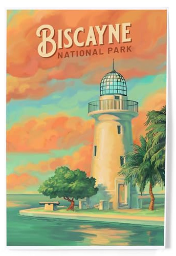 Lantern Press Biscayne National Park, Oil Painting, 8x12 Inch Art Print Wall Decor