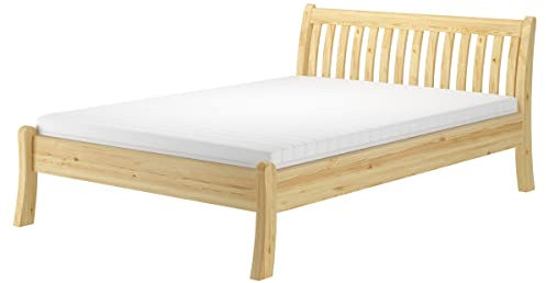 Erst-Holz®Modernes Doppelbett 160x200 cm Kiefer massiv Beine geschwungen Zubehör wählbar V-60.61-16Federholzrahmen und Matratze inkl.