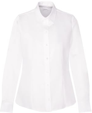 Sidenklistermärken damer blus – skjortblus – normal passform – strykfri – skjortbluskrage – långärmad – 100%, Vit, 44