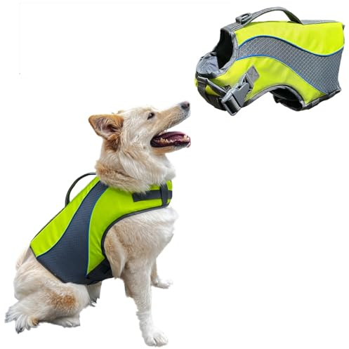 HydroPro - Giubbotto salvagente per cani, galleggiante, con maniglia di sicurezza, regolabile, confortevole, resistente, ad alta galleggiabilità, taglia L