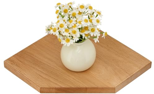TREOAKWIS Eckregal Hängend, 30CM Eiche Eckregal Wandregal Massiv Holz, Kleines Schwebendes Regale Eckwandregal für Pflanzen Schlafzimmer Wohnzimmer Küche