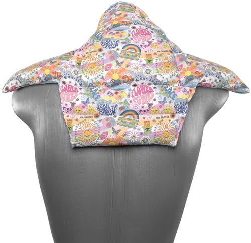 Nackenkissen Komfort - Bio-Stoff Flower Power - Traubenkernkissen - Wärmekissen & Kältekissen - 5-Kammer Rücken Schulter Nacken
