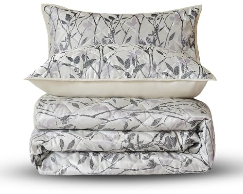Velosso Jacquard Reversible Quilted Comforter all seasons Bedspread Set with Matching Pillowsham Coverless Quilted Set (Wilder Lilac, Single)