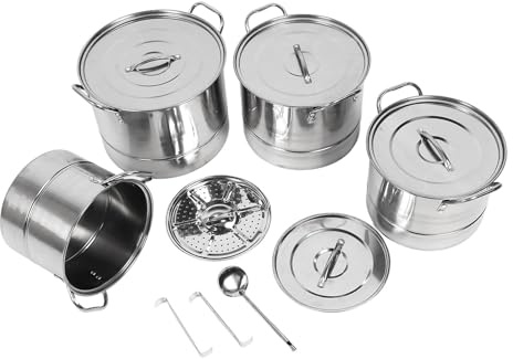 TYTOGE Juego de Ollas de 4 Piezas, Juego de Utensilios de Cocina de Acero Inoxidable, Olla de Sopa de Gran Capacidad con Tapa para Cocina Casera
