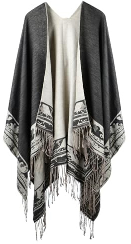 HOTUT Poncho y Bufanda para Mujer, Bufanda Extra Grande Tejida, Suave y Drapeada, Cape Cardigan, Regalo para Mamá, Talla única