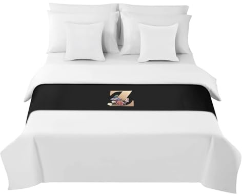 Morbuy Runner Letto Matrimoniale, Corridore Letto, Morbido Sciarpa e Federa da Letto, Stampa di Lettere Inglesi Modern Scarf Runner Decorazione per Alberghi Hotel (Z,50x240cm)