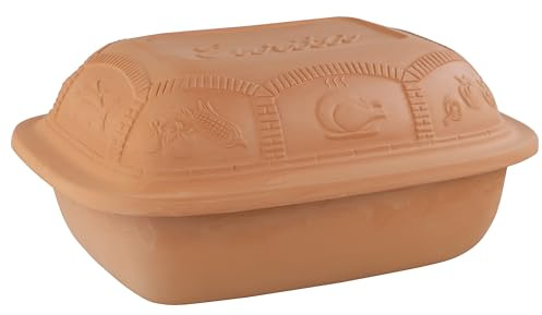 Eurita Clay Roaster, 6.25 Quart, 5.9 Litres, Non-Stick Earthenware, Toxin-Free, Healthy Clay Pot Cooking, Versatile Cooking Dutch Oven, Digital Recipe and Instructions Included