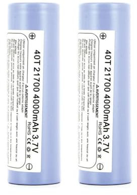 Exclu Certy - Accu Cigarette Electronique - Batterie Rechargeable Lithium 21700 4000mAh Gros Modèle 3,7v - 40T, Idéale pour Cigarette Électronique, Outils Électriques, Télécommandes (Lot de 2)