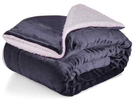 Cozyor Wohndecke Kuscheldecke XL warm Sherpa, Dicke Sofadecke, hochwertige Tagesdecke, 150x200 cm Plüschdecke grau anthrazit, Wohnzimmerdecke Sherpadecke