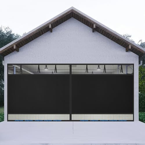 Privacy Garage Door Screen Blackout for 1 Car Garage-9x7FT Heavy Duty Magnetic Garage Screen,Thicker 265g/㎡ Mesh, Hands Free, Magnetic Privacy Garage Screen Door