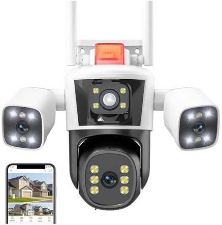 Caméra de sécurité Caméra IP 6K 12MP Vue panoramique à trois objectifs Caméra IP PTZ extérieure Suivi AI Protection de sécurité Caméras de surveillance CCTV Sans aucun doute une connexion plus stable(