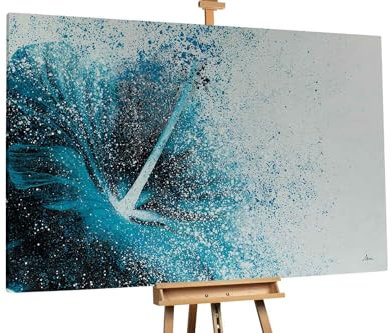 KunstLoft Ölgemälde 'Turquoise Explosion' 180x120cm | Original Handgemalte Gemälde | Modern | Blau und Türkis | Leinwand-Bild Ölgemälde einteilig groß | Modernes Kunst Ölbild