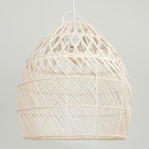 Bianca Rattan Funzione Mano Intrecciata Isola del Cesto Rustico Lampada a Sospensione di bambù Vintage Bamboo Blamboo PLA lampadario