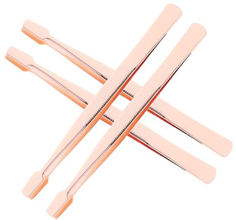Gogogmee Pinzas Para Pestañas De Acero Inoxidable y Metal 4 Unidades Puntas Rectas Multifuncionales Para Extensiones Pestañas y Sellos Uso Profesional Rosa Dorado