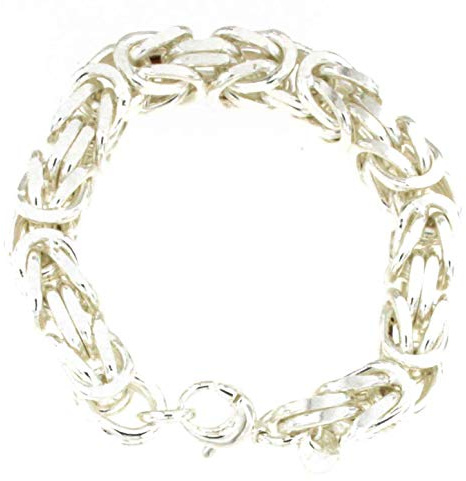 Tendenzalia Kungligt armband original italiensk byzantiner-kedja silverpläterad 10 mm bred längd 28 cm