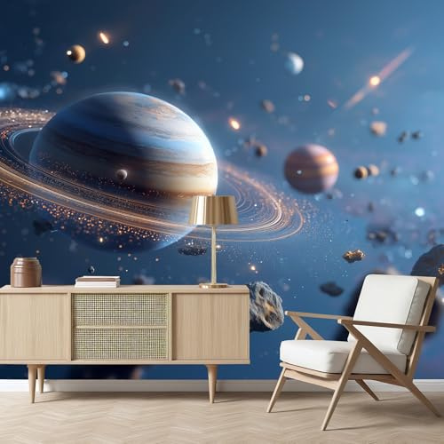 Gaqinhh Ceinture d’Astéroïdes Univers Papier Peint Panoramique, Ciel Étoilé Planète Satellite Papier Peint Intissé, Tapisserie Murale Cuisine Salle de Bain, Décoration Murale Chambre, 150 x 105 cm
