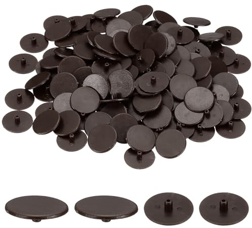 sourcing map 300Pcs 3x17.5mm Plastic Hole Plugs, Round Screw Cap Cover, Panel Drill Hole Plugs for Furniture Cabinet Cupboard Shelves Fencing Post Pipe Insert End Caps, Dark Brown