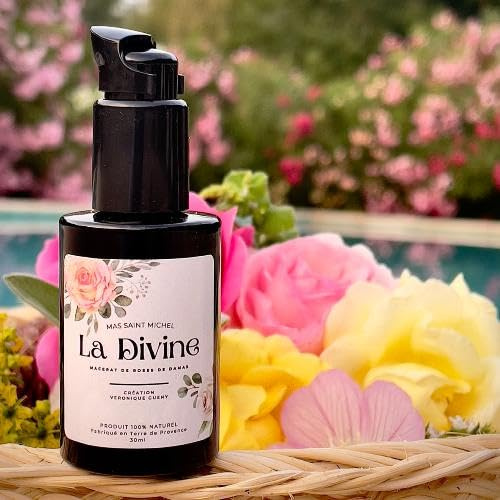 Instinct Aromatique - LA DIVINE - Élixir de Roses de Damas 30 ml - Huile de Beauté Régénérante bio soin naturel, Pétales de roses anciennes infusées artisanalement dans de l'huile d'Argan et Jojoba.