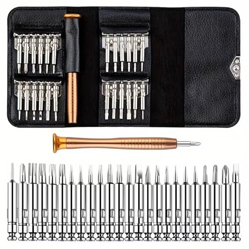 Destornillador de Precisión con 24 Puntas – Kit Profesional para Electrónica, Móviles, Relojes, Gafas y Pequeñas Reparaciones – Estuche Compacto y Portátil