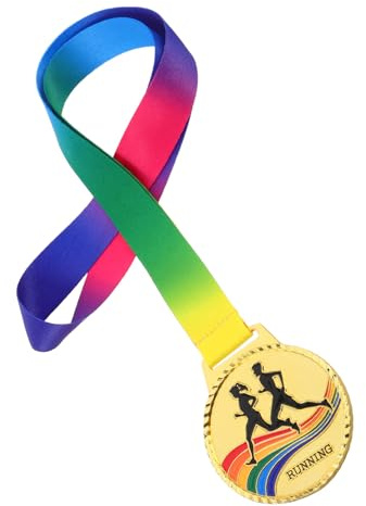 PLAFOPE Medaille Personalisiert aus Zinklegierung mit Schlüsselband Goldfarbene Marathonlauf Sportmedaille für Outdoor Running Wettkämpfe Portable und Widerstandsfähige Auszeichnung