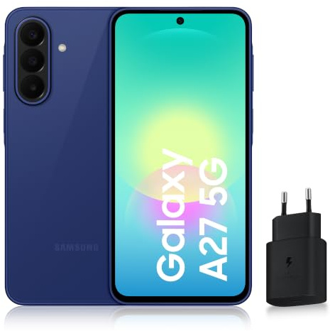 Samsung Galaxy A27 5G, Smartphone Android, 128 Go, Bleu, Version FR | Entourer pour Chercher, Effaceur d'Objet, Transcription Vocale, 3 Objectifs Photo, IP64, Batterie 5000 mAh, 6 générations OS