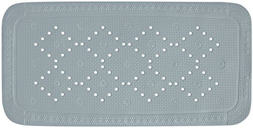 Spirella - Alaska PVC-Schaumstoff-Badematte - rutschfeste Badematte mit Saugnäpfen und Abflusslöchern, schimmelresistent - Hellgrau - 91 x 36 cm