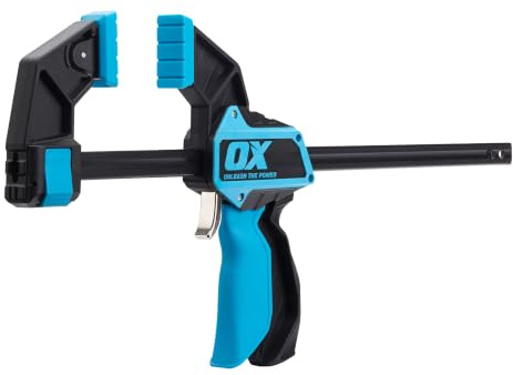 OX Pro Heavy Duty Bar Clamp 12/300mm, 2-in-1 Clamp & Spreader | 150kg Clamping Force, Replacable TPR Jaw Pads Protect Surface & Enhances Grip, Easy Release Trigger, Quick Change System