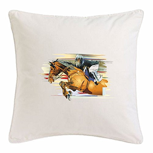 Kissenbezug 40x40cm Vintage Pferde REITEN Reiter Pferdesport Pferdekopf Dressurreiten Rodeo Cowboy Springreiten Reitsport Hengst Pony aus Mikrofaser in Weiß