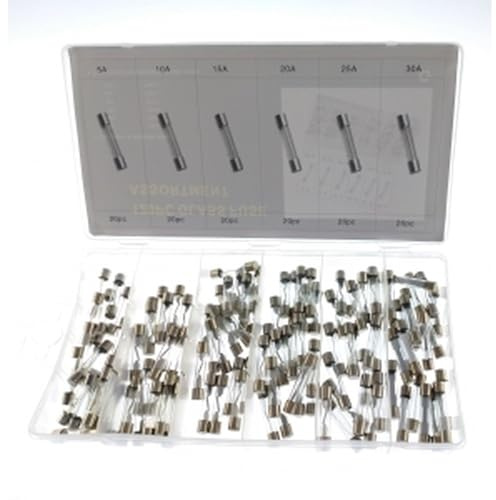 Glassicherungen Set 120 Stück 5A 10A 15A 20A 25A 30A Röhrensicherungen 32mm für Auto Van Traktor Boot Motorrad mit Sortierbox
