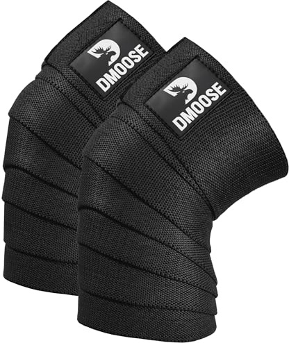DMoose kniebandage Kraftsport - 198CM Länge Heavy Duty Kniebandage Bodybuilding - Lang Elastisch Knee Wraps Paar Mit Klettverschluss, Kreuzheben Bodybuilding Gewichtheben Kraftsport Powerlifting