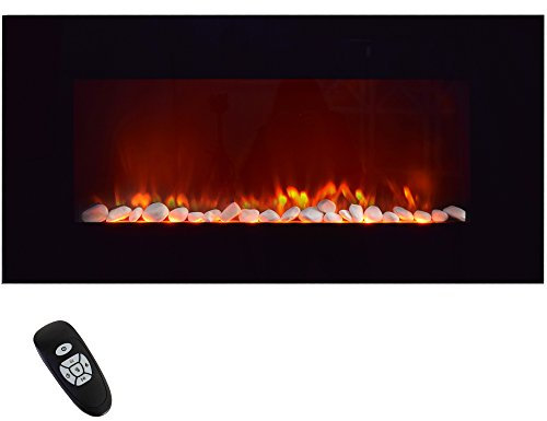 Syntrox Germany Horizontaler Wandkamin Elektrokamin Kamin mit Fernbedienung WKF-2000W Nova schwarz