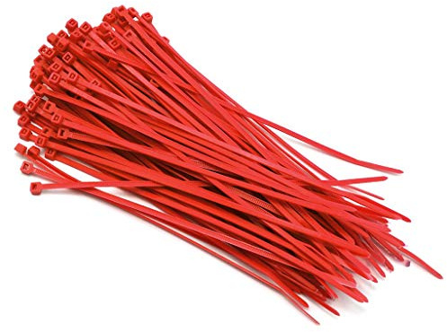 UKCable-Ties Red Cable Ties 100mm to 370mm Nylon Strong Zip Tie (100, 370mm x 4.8mm)