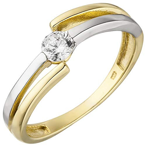Jobo Damen-Ring aus 8 Karat 333 Gold Bicolor mit Zirkonia Größe 54